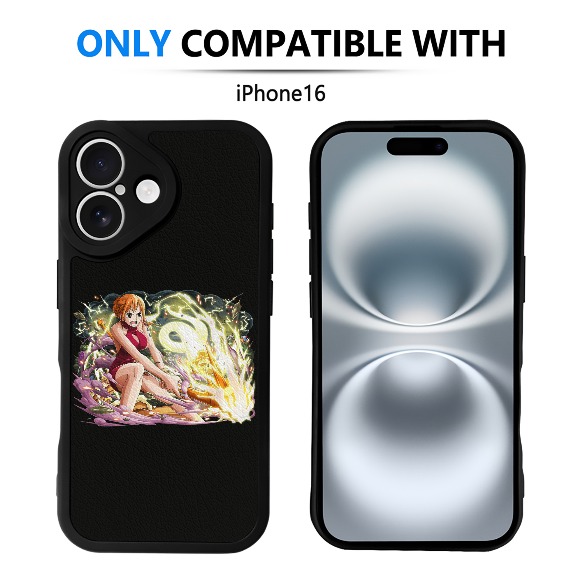 （画像用） ワンピース ナミ ONE PIECE Nami 【iPhone 16シリーズ対応】シリコンスマホケース（レザー調） 材質：シリコン